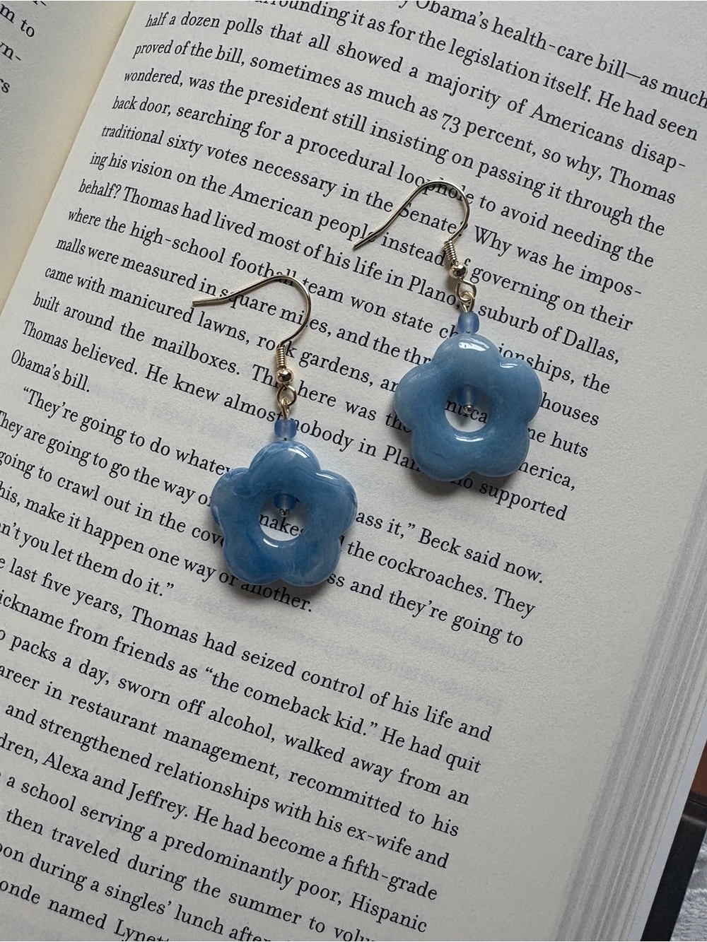 Handcrafted Blue Floral Drop Earrings — Women Jewelry